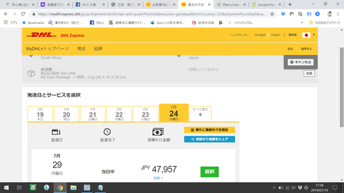 クーリエ送料 DHL