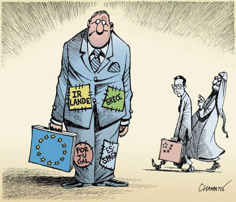 dessin de Chapatte à propos de la crise dans certains Etats de l'Union Européenne.