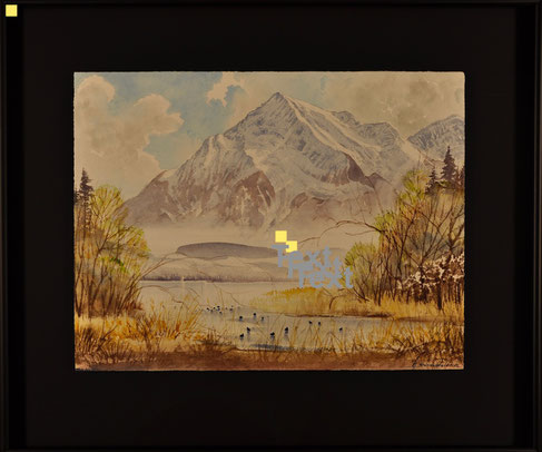 Bild - Aquarell von Niesen mit Schnee