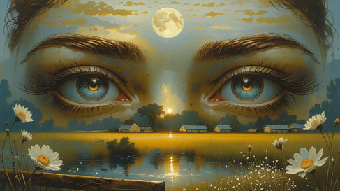 augen vom engel mystisches bild in der nacht mit mondschein