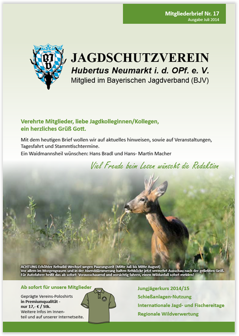Jagdschutzverein Hubertus Neumarkt e. V. Mitgliederbrief Nr. 17