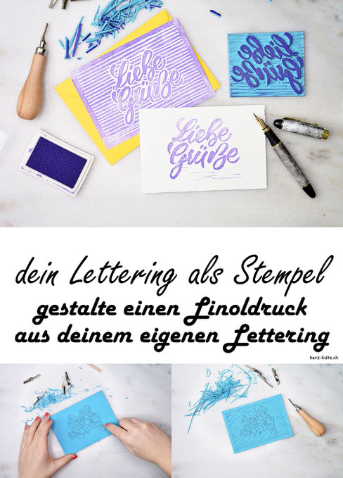 DIY Anleitung: So gestaltest du ganz einfach dein eigenes Lettering als Stempel mit einem Linoldruck - einfache und bebilderte Schritt für Schritt Anleitung