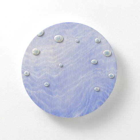 「Traces of Time_E_2」 S0 号Φ18cm /七宝焼、アクリル絵具、綿布、木製パネル