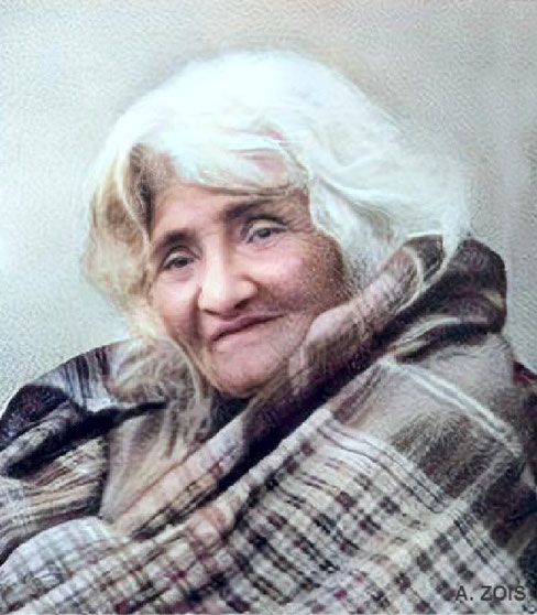 Perfect Master Babajan. Image colourized by Anthony Zois.