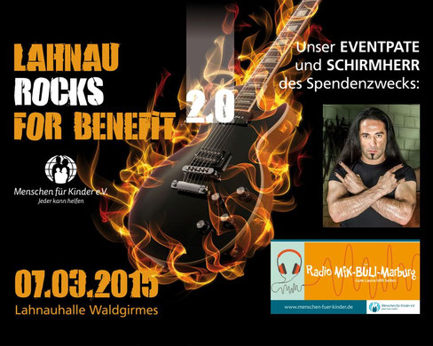 Werbebanner mit Eventpate Bülent Ceylan für Lahnau rocks for Benefit 2.0