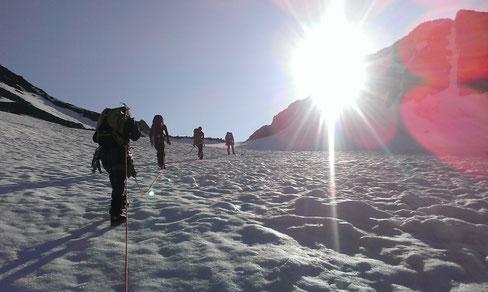 Eén van de eerste gletsjerwandelingen tijdens mijn C1 Alpinisme cursus