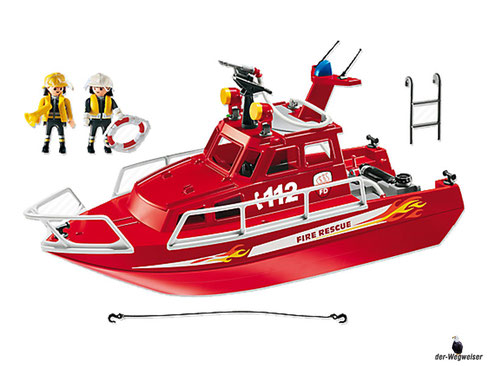 Im Paket Playmobil 3128 ist ein Feuerwehrboot mit Druckpumpe enthalten. 