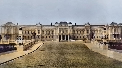 Imagen parcialmente coloreada del Palacio en 1902.