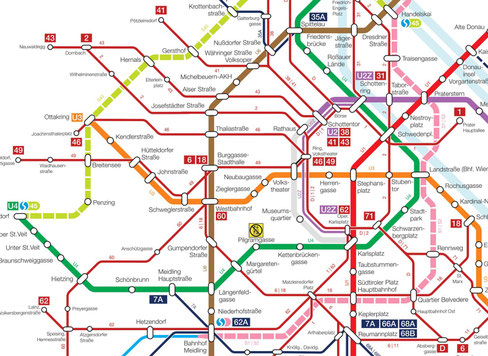 das Netzwerk der öffentlichen Verkehrsmittel in Wien