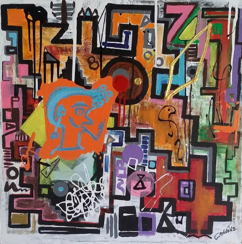 ISTINTO ADOLESCENZIALE  Mixed media on canvas 23 3/5 × 23 3/5 in | 60 × 60 cm  (2017)