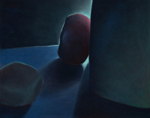 Steine, 2024, Pastell auf Leinwand, 50x40cm 