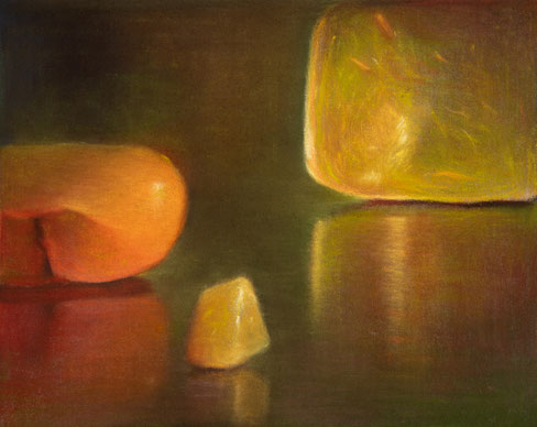 Steine, 2024, Pastell auf Leinwand, 50x40cm 