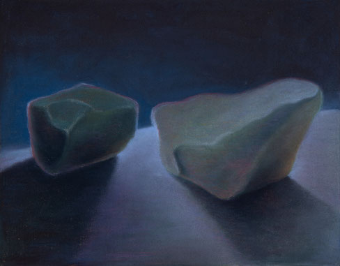 Steine, 2024, Pastell auf Leinwand, 50x40cm 