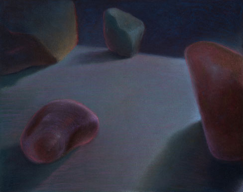 Steine, 2024, Pastell auf Leinwand, 50x40cm 