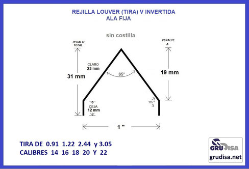 REJILLA LOUVER (TIRA) PARA PERFIL DE 1" EN V INVERTIDA GruDisA