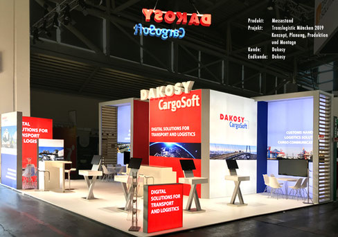 Referenzbilder Messebau für Dakosy CargoSoft auf der Translogistic München. Konzept, Planung, Produktion und Montage.