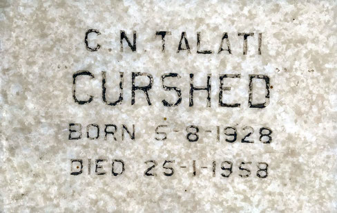 Curshed's grave marker at Lower Meherabad, India