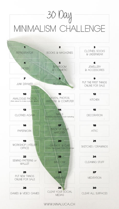image: nina luca, 30 day minimalism challenge, 30 day challenge, minimalism challenge, declutter challenge, minimalism, minimalists, the minimalists, minimal, 30 day declutter challenge, swiss blogger, schweizer blogger, schweizer bloggerin