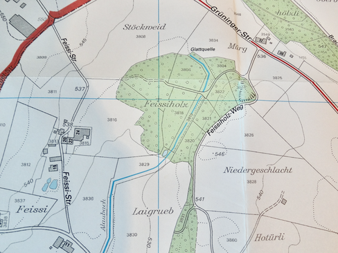 Ortspan Bubikon von 2010 mit Vermerk «Glattquelle» (Bild: buebikernews)