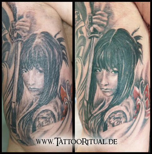 Tattoo Samurai- weiblich, Geisha, Kriegerin, TattooRitual, Tattoostudio Rostock, bestes Tattoostudio Rostock