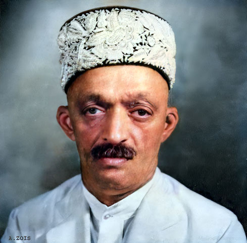 Shri Narayan Maharaj. Image colourized by Anthony Zois.