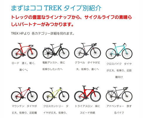 初めての方 TREK タイプ別紹介　ページへ