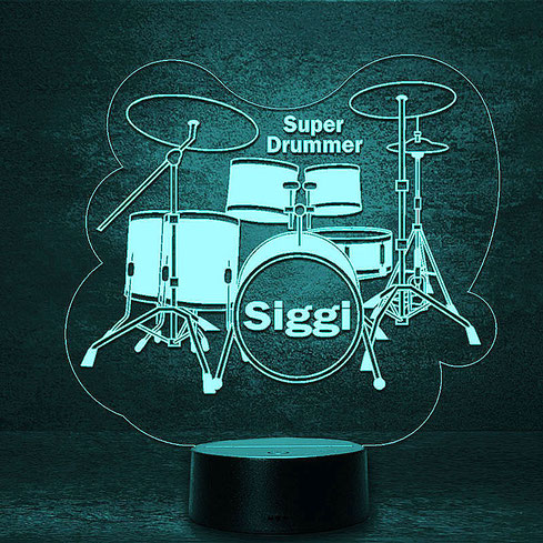 Drumset Drums Schlagzeug Music Personalisierte 3D 2D Led Geschenk Lampe Kinder Geburtstag Hochzeit Muttertag  Partner Familie Freunde Geburt Nachtlicht Schlummerlicht personalisiert mit Namen