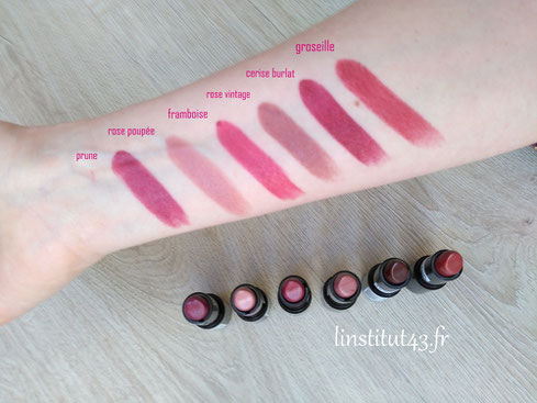 swatch rouge à lèvres avril cosmétique