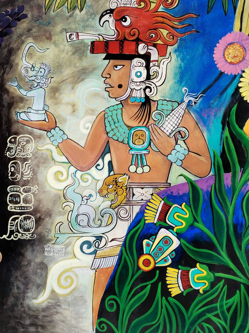 Guatemala,  lac Atitlán : peinture murale de San Pedro