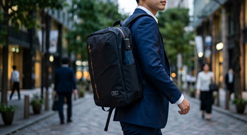 Professional carrying an ETUBY backpack designed for long-lasting daily commuting