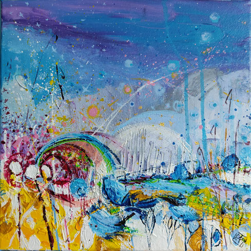 Elisabeth Augendre artiste peintre en Ariège acrylique impressionnisme promenade au bord de l'eau 7