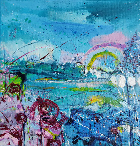 Elisabeth Augendre artiste peintre en Ariège acrylique impressionnisme promenade au bord de l'eau 4