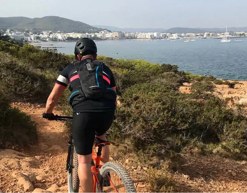 Mountainbike driver in Ibiza