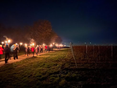 Fackelwanderung durch die Weinberge von Stadecken