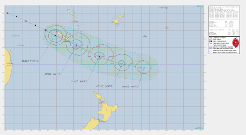 Track map of Tropical Cyclone Niran off the North Queensland coast, 06/03/2021, Image from JTWC.