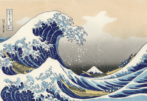 "La grande vague de Kanagawa" peint par Hosukai (estampe japonaise du XIXe siècle)