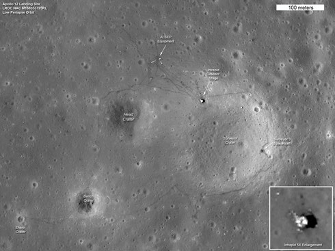 Landeplatz der Apollo 12 (Überblick). Veröffentlicht am 06.09.2011. Credit: NASA's Goddard Space Flight Center / Arizona State University (ASU)