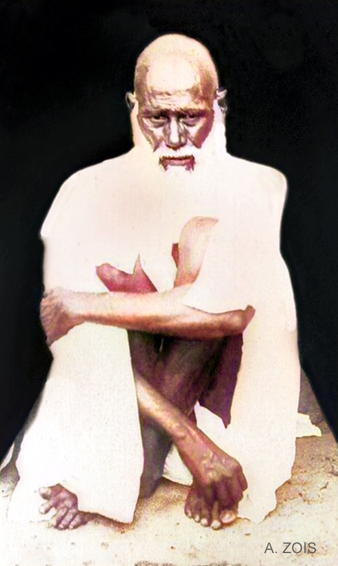 Shri Tajuddin Baba. Image colourized by Anthony Zois.