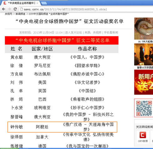 El artículo de Pablo que ganó el 2º premio del concurso que organizó CCTV-- canal oficial de China