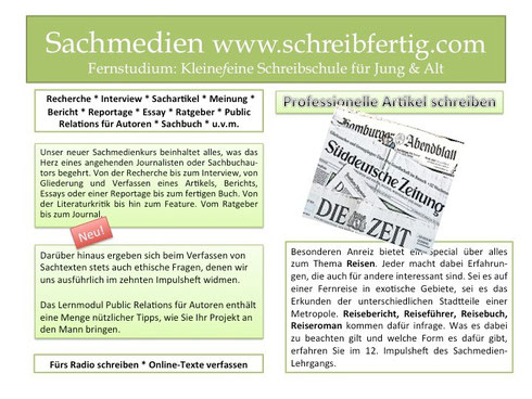 Sachbuch - Public Relations für AutorInnen - Online  - Texte verfassen - Artikel schreiben