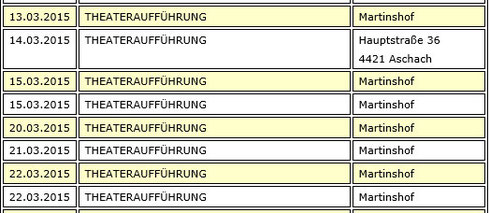 Korrektur am 13.01.15: So 15.03. 20:00 Uhr KEINE AUFFÜHRUNG !!!