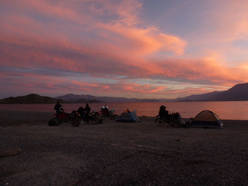 Sun setting over our campsite at La Gringa
