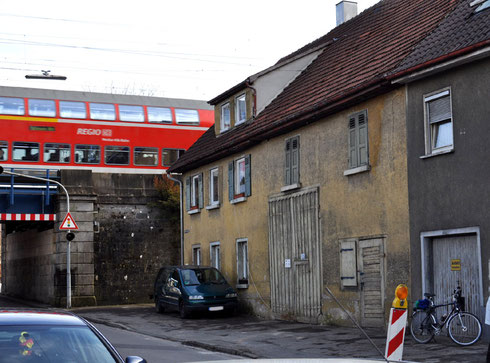 Das so genannte "Judenhaus" in der Gerberstraße 26 an der Eisenbahnüberführung, Foto; Manuel Werner, 2013, alle Rechte vorbehalten!