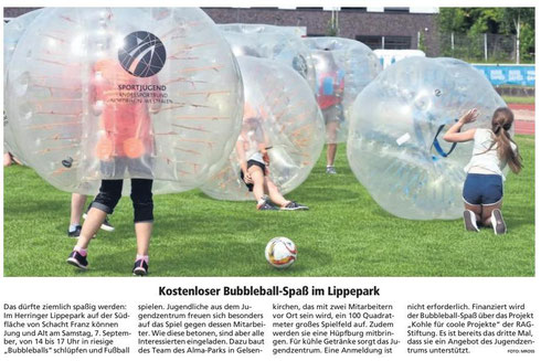 WA 04.09.19 - Kostenloser Bubble-Ball Spaß im Lippepark