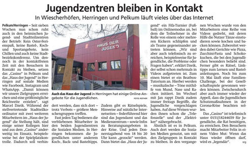 WA 2020.05.08 - Jugendzetren bleiben in Kontakt