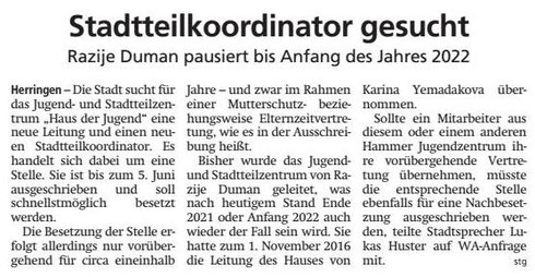 WA 2020.06.02 - Stadtteilkoordinator gesucht