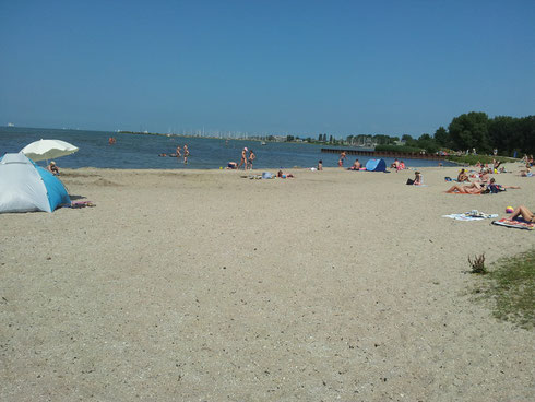 Der Sandstrand in unmittelbarer Nähe
