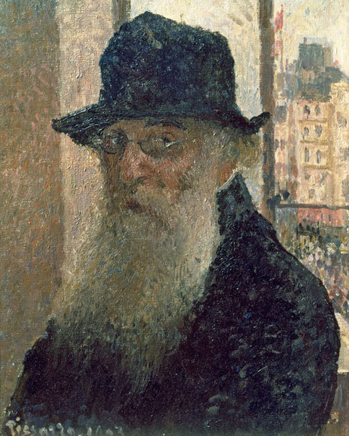 Autorretrato 1903.Pisarro.Óleo sobre lienzo.41x33cm.Donación de Lucien Pisarro, hijo del artista. Humilde y colosal..la mirada de este artista que gira la cabeza interactuando con el espectador...La comparación con Monet es algo que no supo superar nunca.