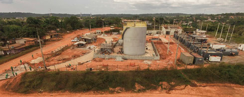 One of Voltalia's remote solar-diesel hybrid power plants during construction - (c) Voltalia