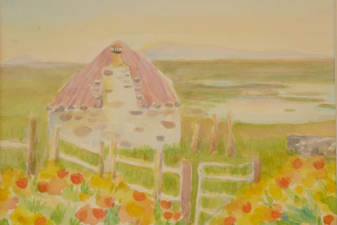 Thatched house by the lake 26.5cmx32.5cm (private collection)